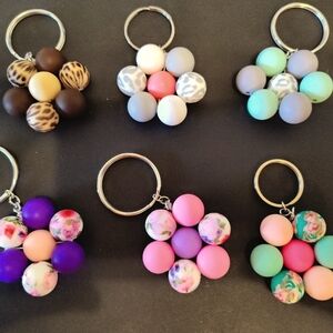 Purple and Pink Beaded Keychains